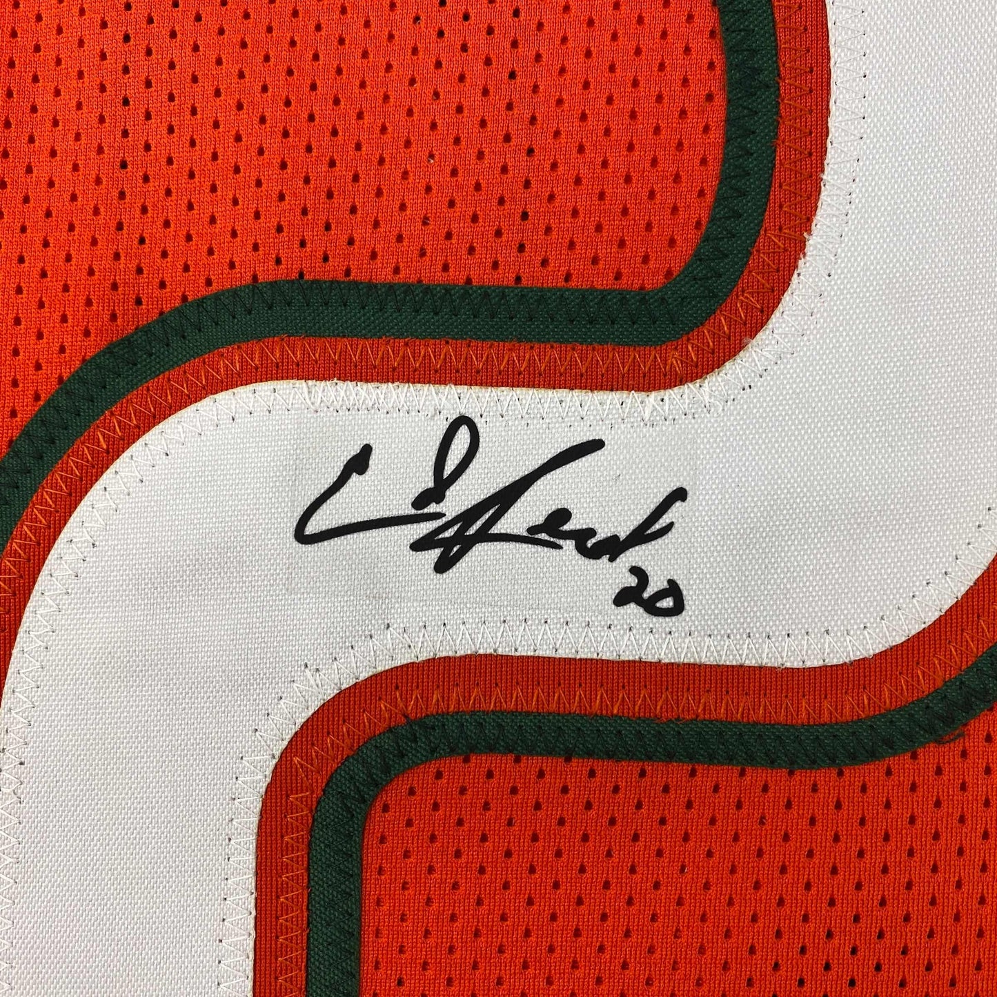 Facsimile Autographed Ed Reed Miami Orange Reprint Laser Auto College Football Jersey Size Men's XL