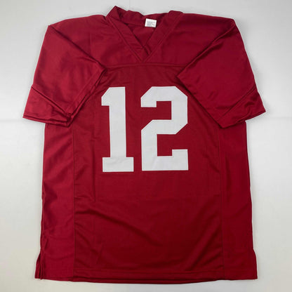 Facsimile Autographed Joe Namath Alabama Red Reprint Laser Auto College Football Jersey Size Men's XL