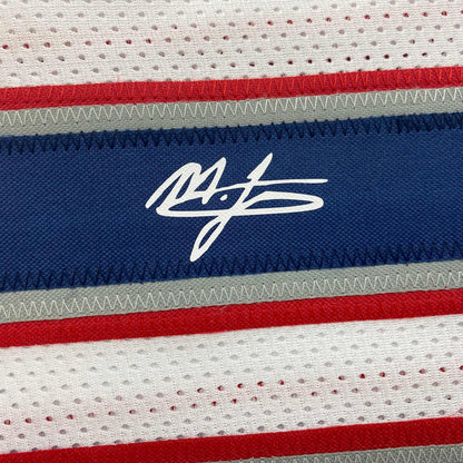 Facsimile Autographed Mac Jones New England White Reprint Laser Auto Football Jersey Size Men's XL