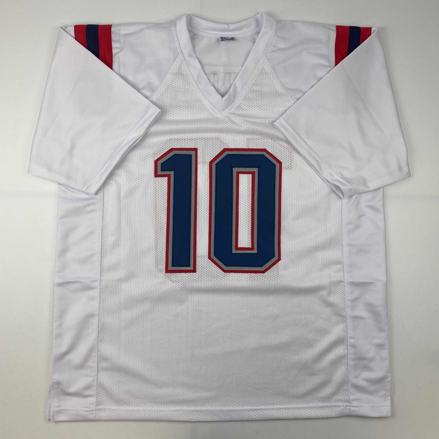 Facsimile Autographed Mac Jones New England White Reprint Laser Auto Football Jersey Size Men's XL