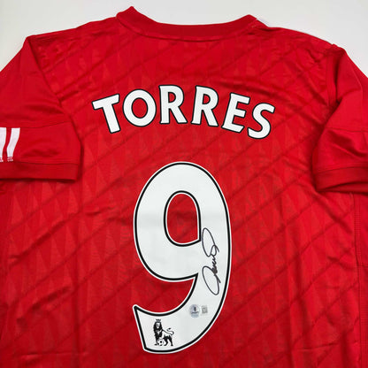 Autographed/Signed Fernando Torres Liverpool Red Soccer Jersey Beckett BAS COA