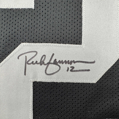 Framed Autographed/Signed Rich Gannon 35x39 Oakland Las Vegas Black Football Jersey JSA COA