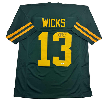 Autographed/Signed Dontayvion Wicks Green Bay Color Rush Football Jersey JSA COA