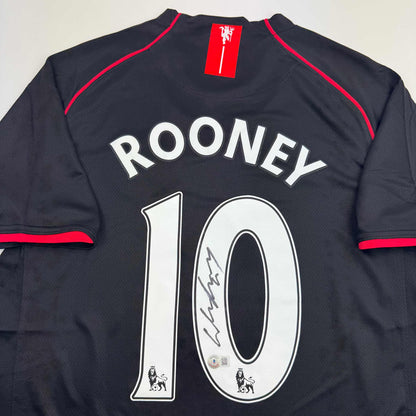 Autographed/Signed Wayne Rooney Manchester United Black 2008 Soccer Jersey Beckett BAS COA