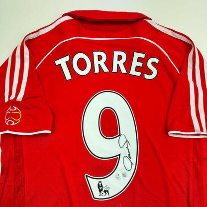 Autographed/Signed Fernando Torres Liverpool Red Soccer Jersey Beckett BAS COA