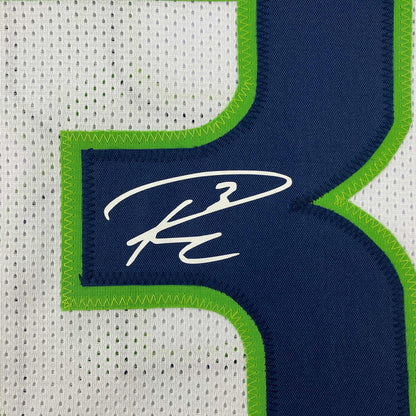 Facsimile Autographed Russell Wilson Seattle White Reprint Laser Auto Football Jersey Size Men's XL