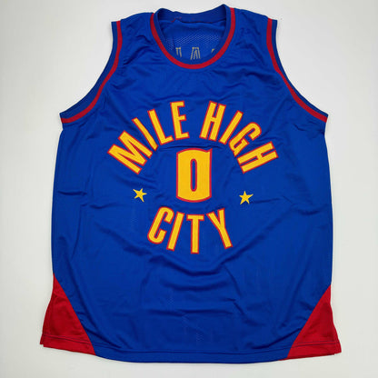 Autographed/Signed Christian Braun Denver Royal Blue Basketball Jersey JSA COA