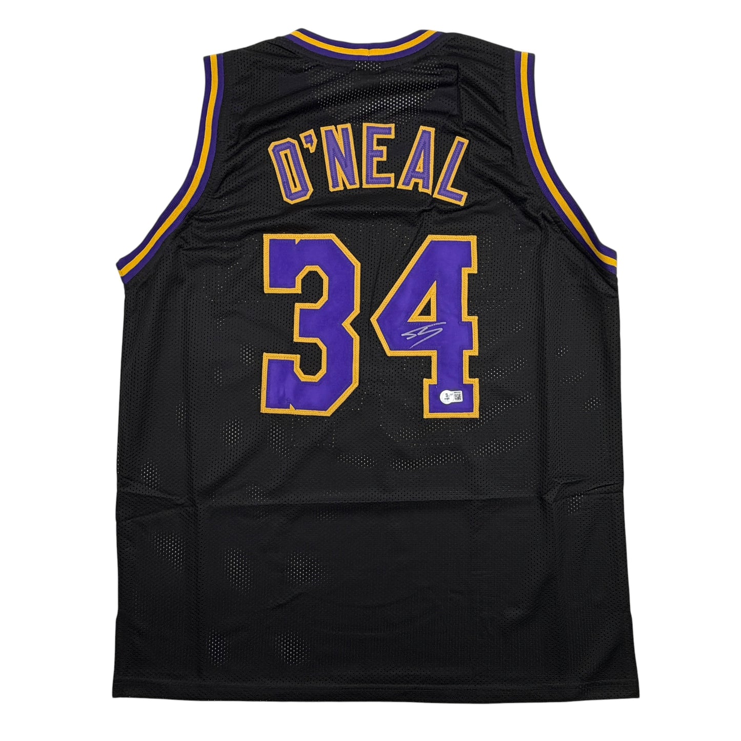 Autographed/Signed Shaquille Shaq O'Neal Los Angeles LA Black Basketball Jersey Beckett BAS COA