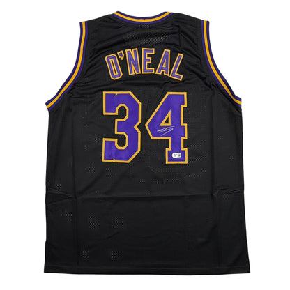 Autographed/Signed Shaquille Shaq O'Neal Los Angeles LA Black Basketball Jersey Beckett BAS COA