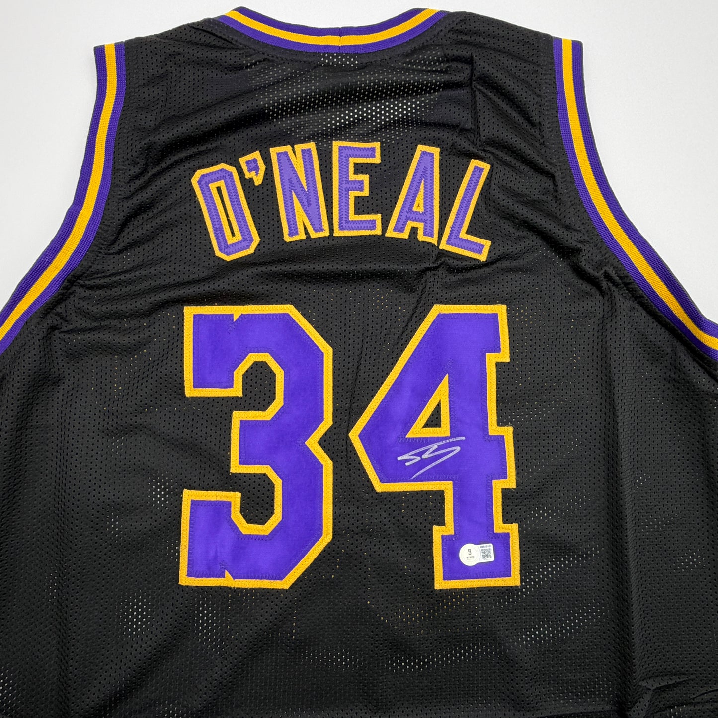 Autographed/Signed Shaquille Shaq O'Neal Los Angeles LA Black Basketball Jersey Beckett BAS COA