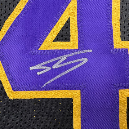 Autographed/Signed Shaquille Shaq O'Neal Los Angeles LA Black Basketball Jersey Beckett BAS COA