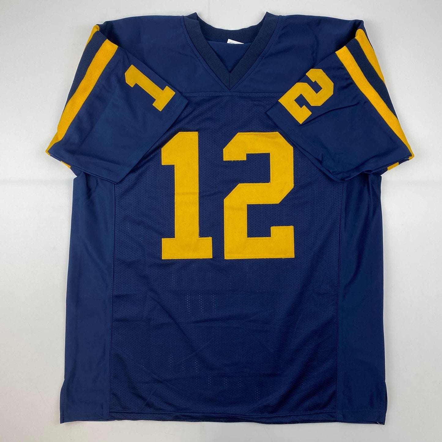 Facsimile Autographed Roger Staubach Navy Blue Reprint Laser Auto College Football Jersey Size Men's XL