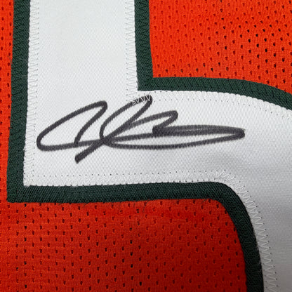 Autographed/Signed Andre Johnson Miami Orange College Football Jersey Beckett BAS COA