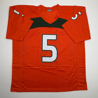 Autographed/Signed Andre Johnson Miami Orange College Football Jersey Beckett BAS COA