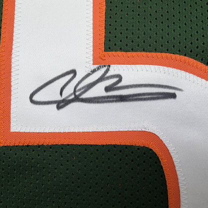 Autographed/Signed Andre Johnson Miami Green College Football Jersey Beckett BAS COA