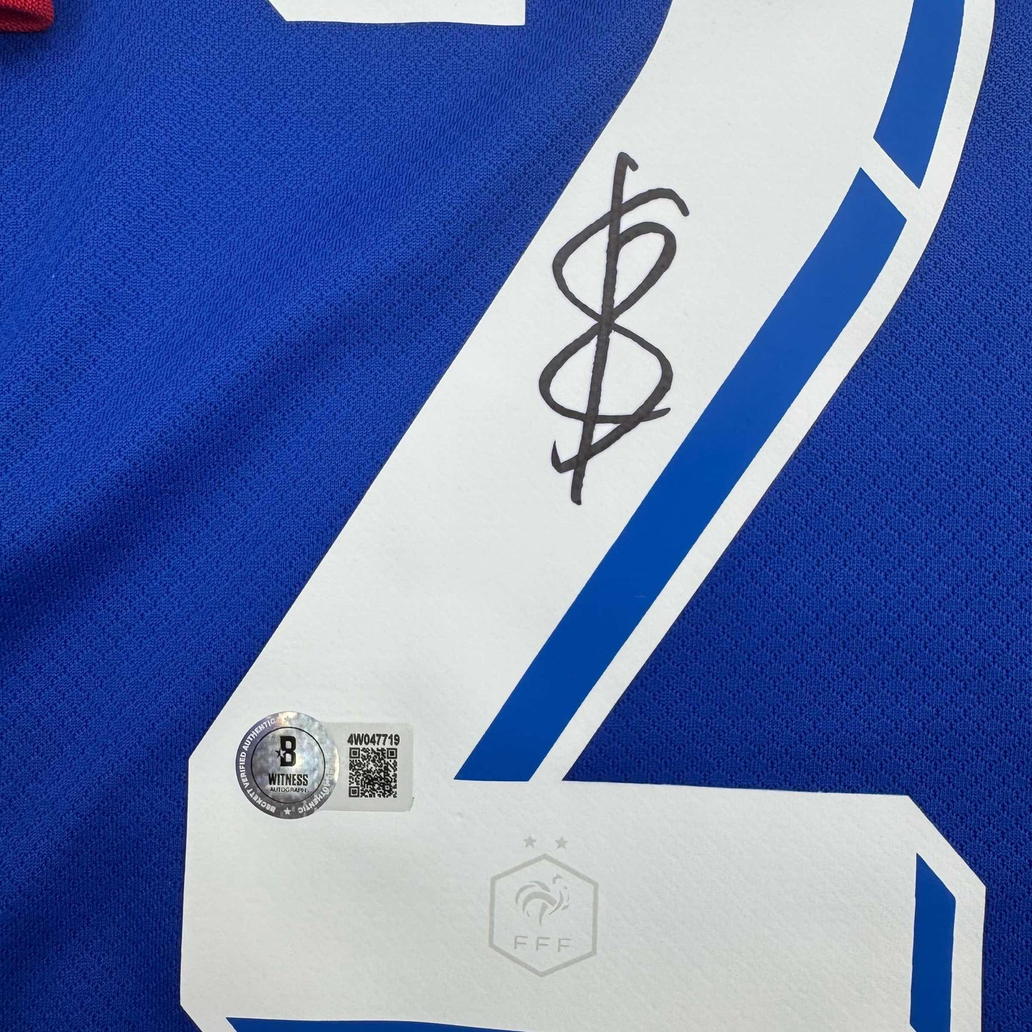 Autographed/Signed Bradley Barcola France French National Team Blue Soccer Jersey Beckett BAS COA