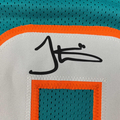 Facsimile Autographed Tyreek Hill Miami Teal Reprint Laser Auto Football Jersey Size Men's XL