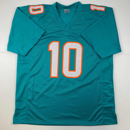 Facsimile Autographed Tyreek Hill Miami Teal Reprint Laser Auto Football Jersey Size Men's XL