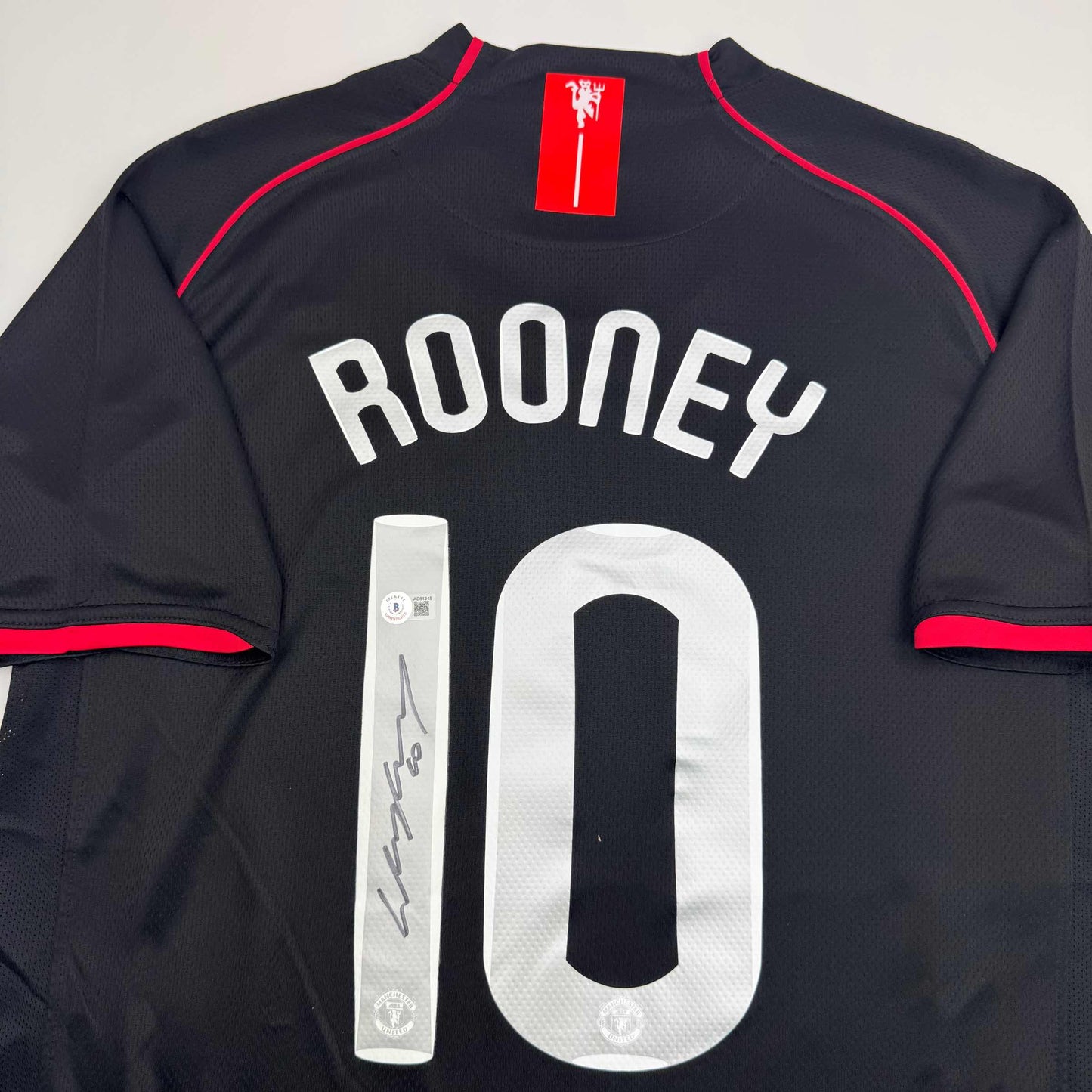 Autographed/Signed Wayne Rooney Manchester United Black 2008 Champions League Final Soccer Jersey Beckett BAS COA