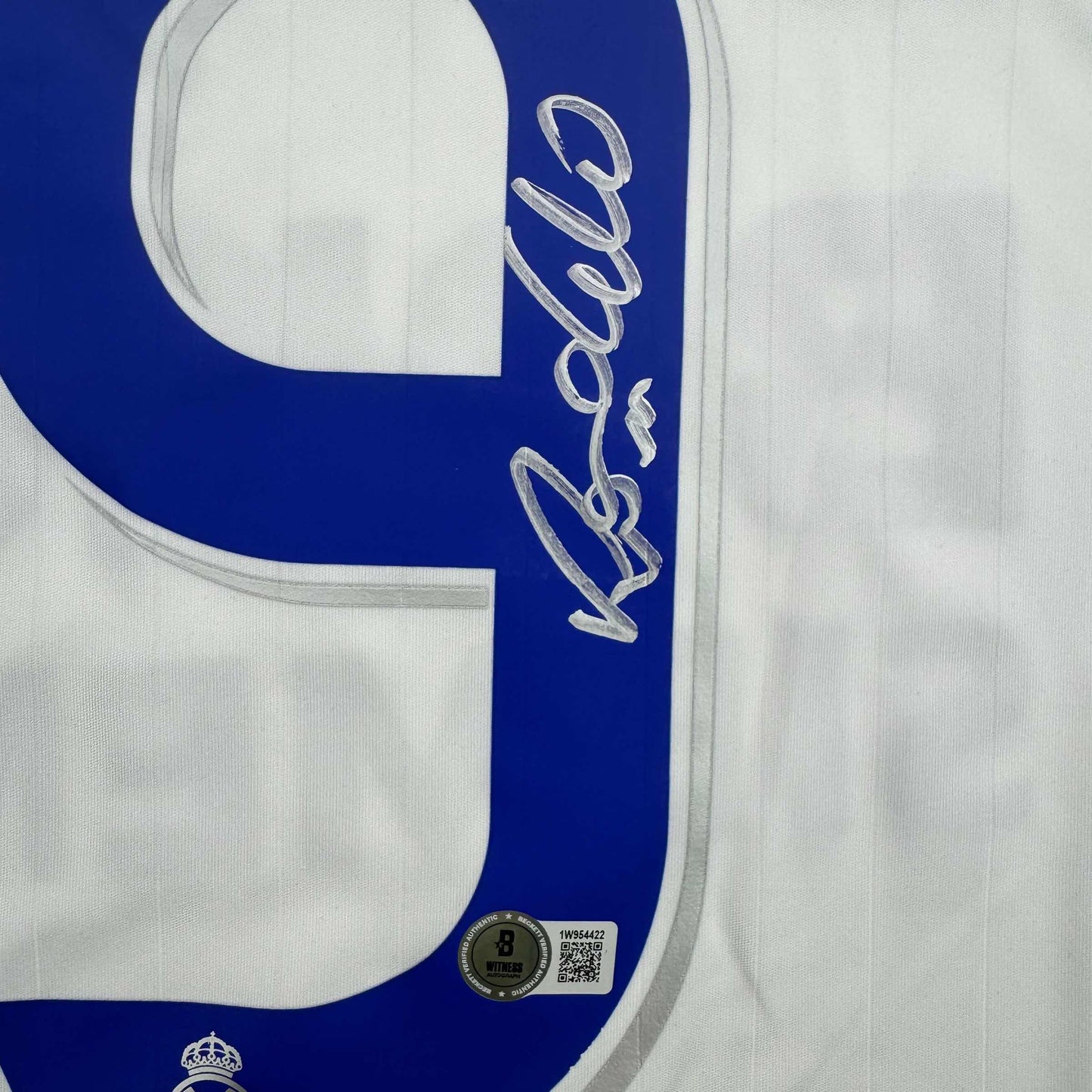 Autographed/Signed Ronaldo Nazario Real Madrid White Soccer Jersey Beckett BAS COA