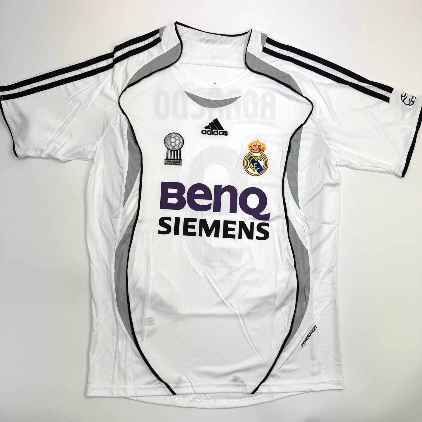 Autographed/Signed Ronaldo Nazario Real Madrid White Soccer Jersey Beckett BAS COA
