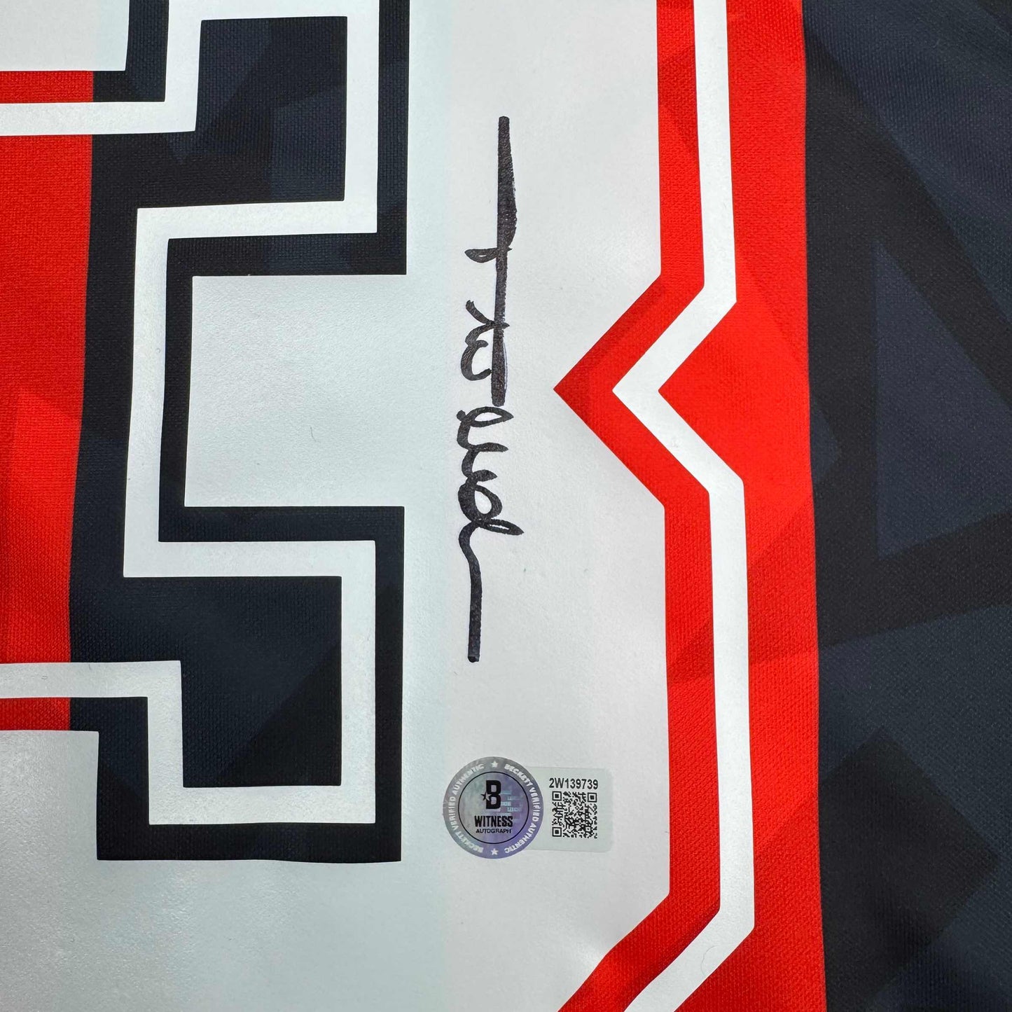 Autographed/Signed Paolo Maldini AC Milan Black/Red Soccer Futbol Jersey Beckett BAS COA