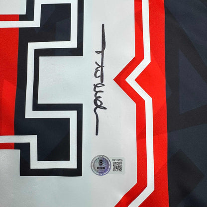Autographed/Signed Paolo Maldini AC Milan Black/Red Soccer Futbol Jersey Beckett BAS COA