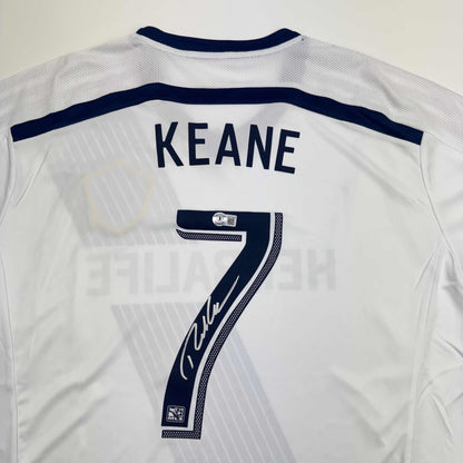 Autographed/Signed Robbie Keane LA Galaxy White Soccer Jersey Beckett BAS COA