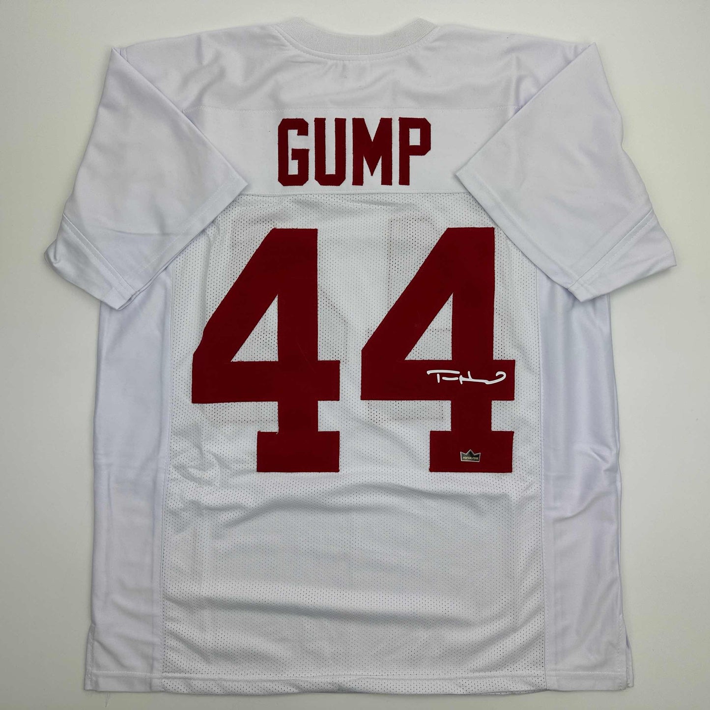 Facsimile Autographed Tom Hanks Forrest Gump Movie Alabama White Reprint Laser Auto College Football Jersey Size Men's XL