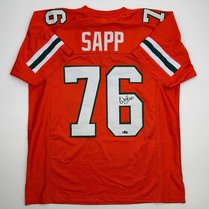 Facsimile Autographed Warren Sapp Miami Orange Reprint Laser Auto College Football Jersey Size Men's XL