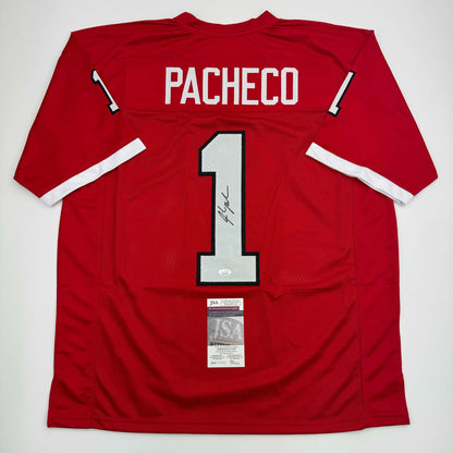 Autographed/Signed Isiah Pacheco Rutgers Red College Football Jersey JSA COA