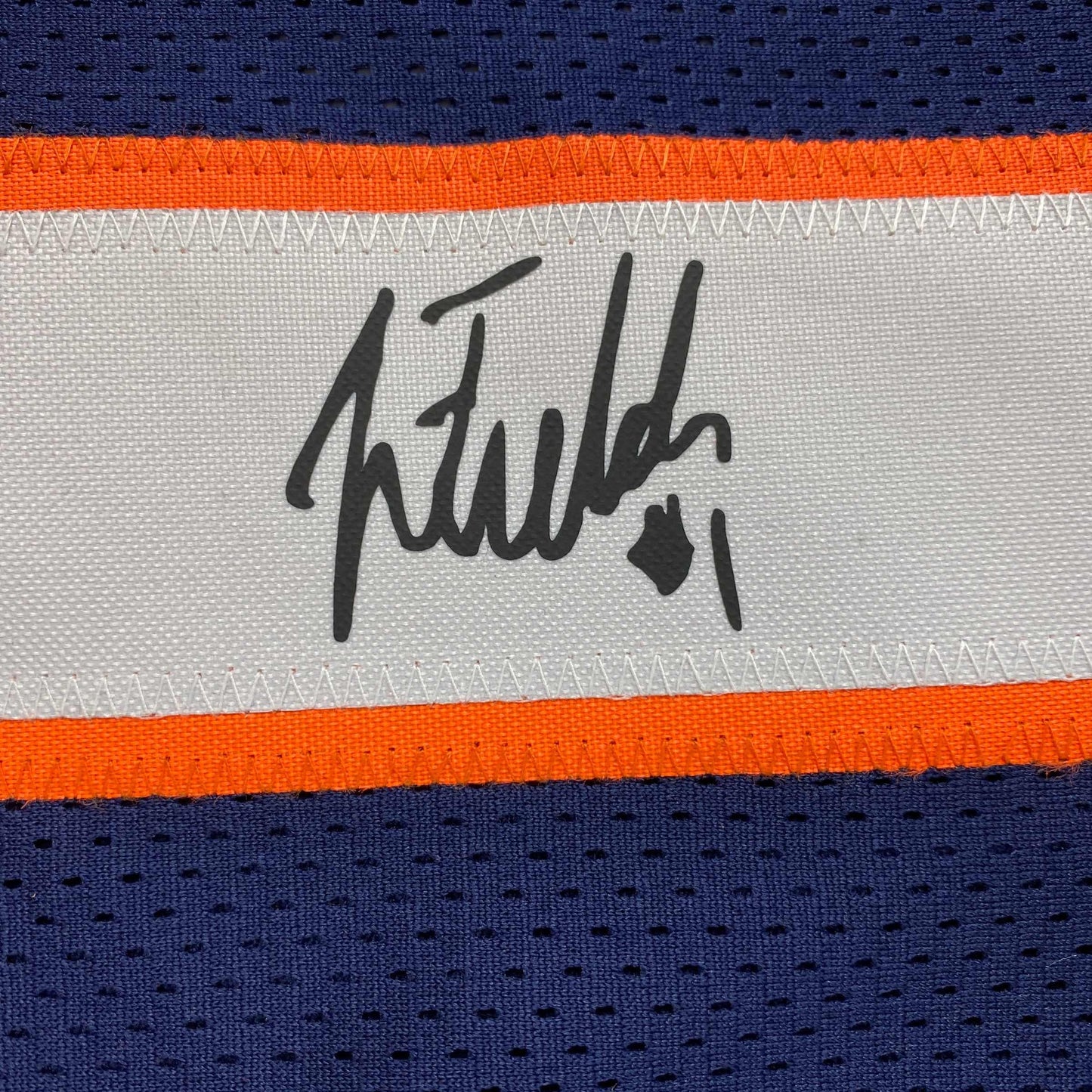 Facsimile Autographed Justin Fields Chicago Blue Reprint Laser Auto Football Jersey Size Men's XL