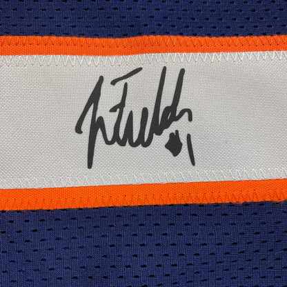 Facsimile Autographed Justin Fields Chicago Blue Reprint Laser Auto Football Jersey Size Men's XL