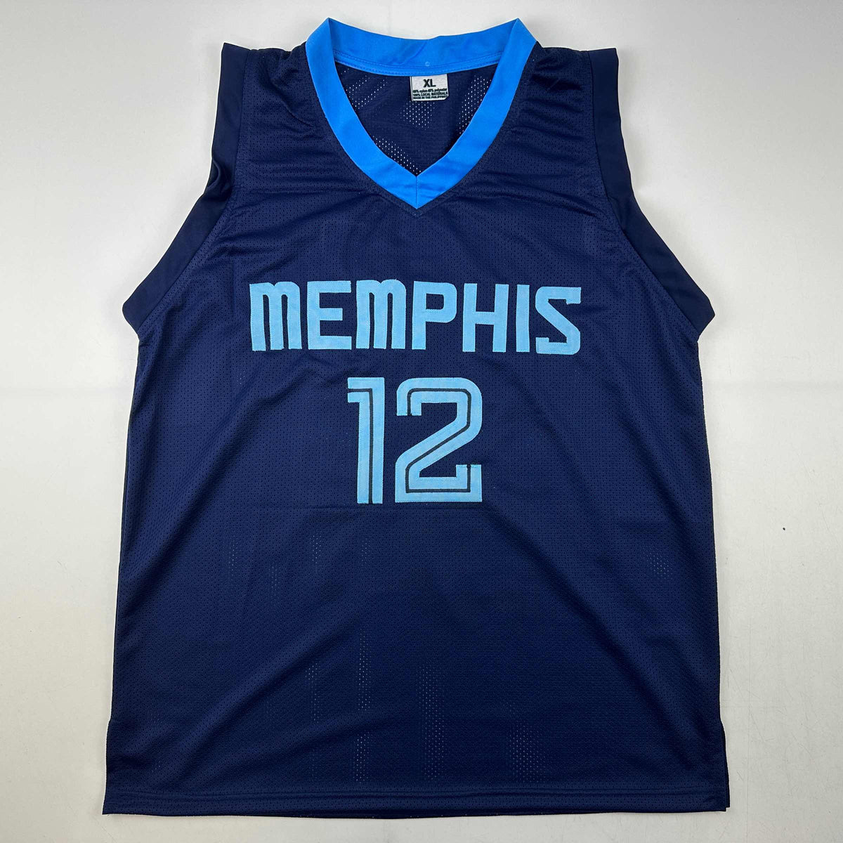 Facsimile Autographed Ja Morant Memphis Dark Blue Reprint Laser Auto Basketball Jersey Size Men's XL