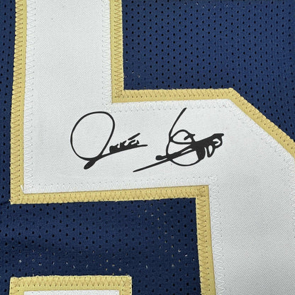 Facsimile Autographed Raghib Rocket Ismail Notre Dame Blue Reprint Laser Auto College Football Jersey Size Men's XL