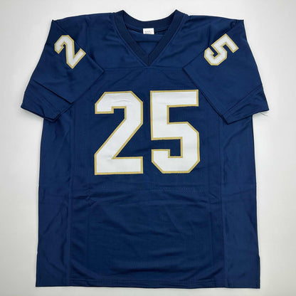 Facsimile Autographed Raghib Rocket Ismail Notre Dame Blue Reprint Laser Auto College Football Jersey Size Men's XL