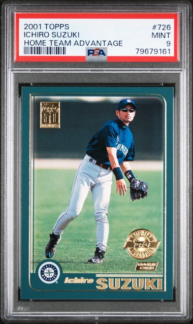 Graded 2001 Topps Home Team Advantage Ichiro Suzuki #726 Rookie RC Baseball Card PSA 9 Mint