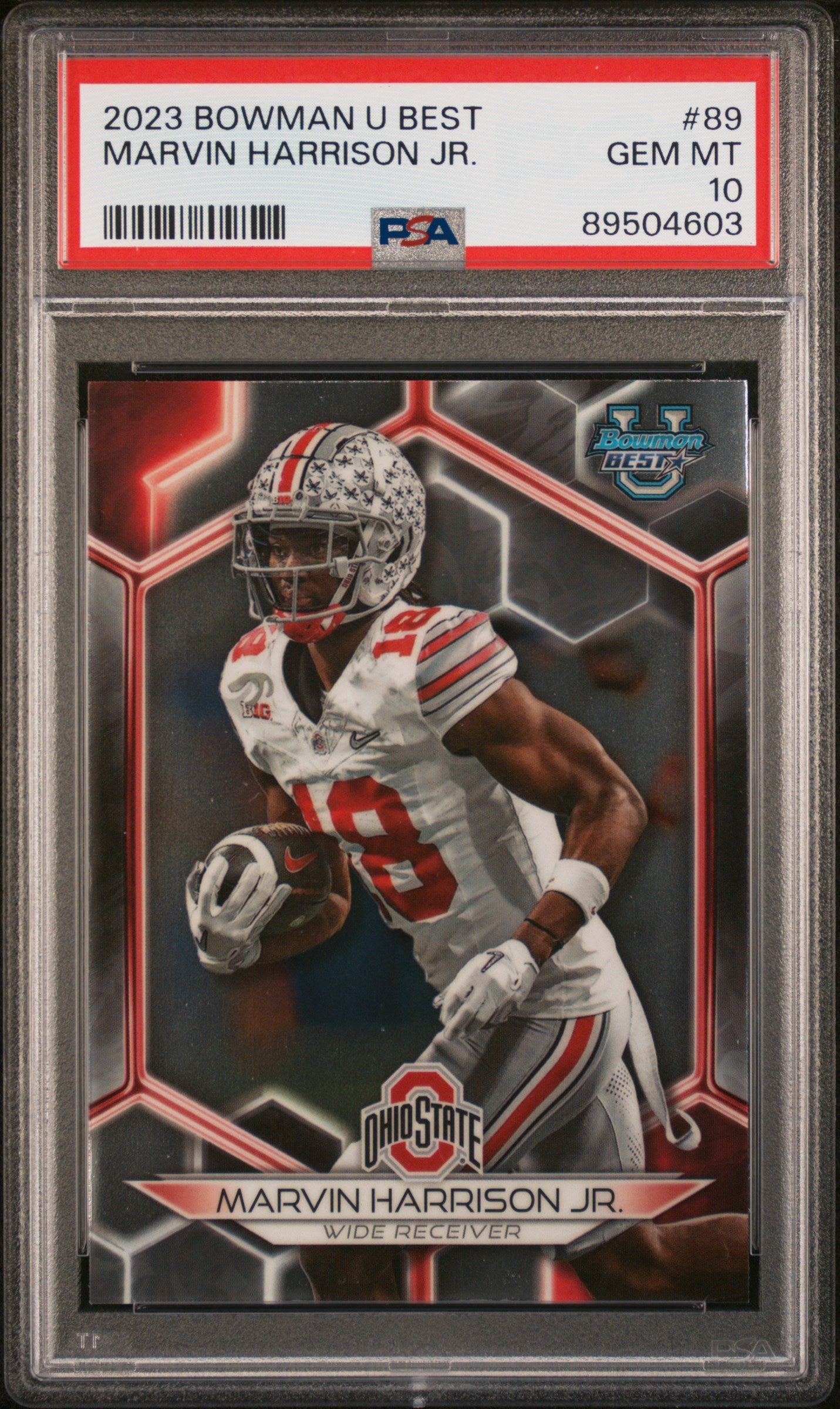 Graded 2023 Topps Bowman U Best Marvin Harrison Jr #89 Rookie RC Football Card PSA 10 Gem Mint