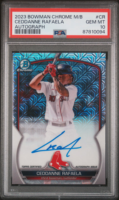 Graded 2023 Topps Bowman Chrome Mega Box Ceddanne Rafaela #CR Autograph Rookie RC Baseball Card PSA 10 Gem Mint