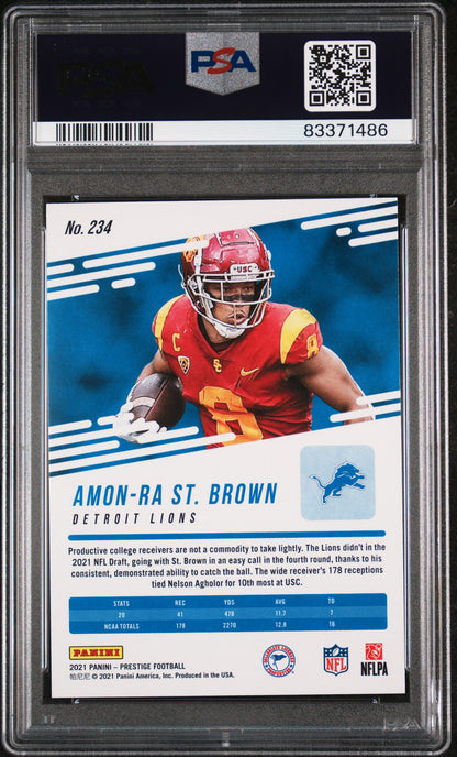 Graded 2021 Panini Prestige Amon-Ra St. Brown #234 Rookie RC Football Card PSA 10 Gem Mint