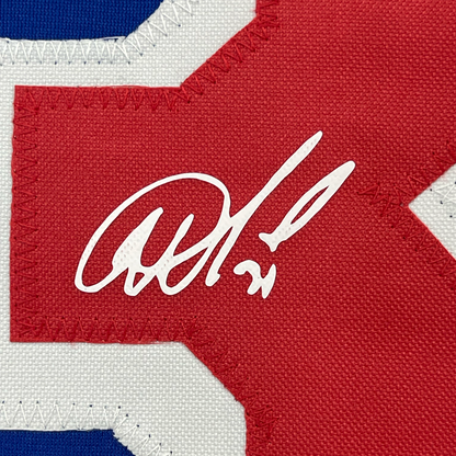 Framed Facsimile Autographed Igor Shesterkin 35x39 New York Blue Reprint Laser Auto Hockey Jersey