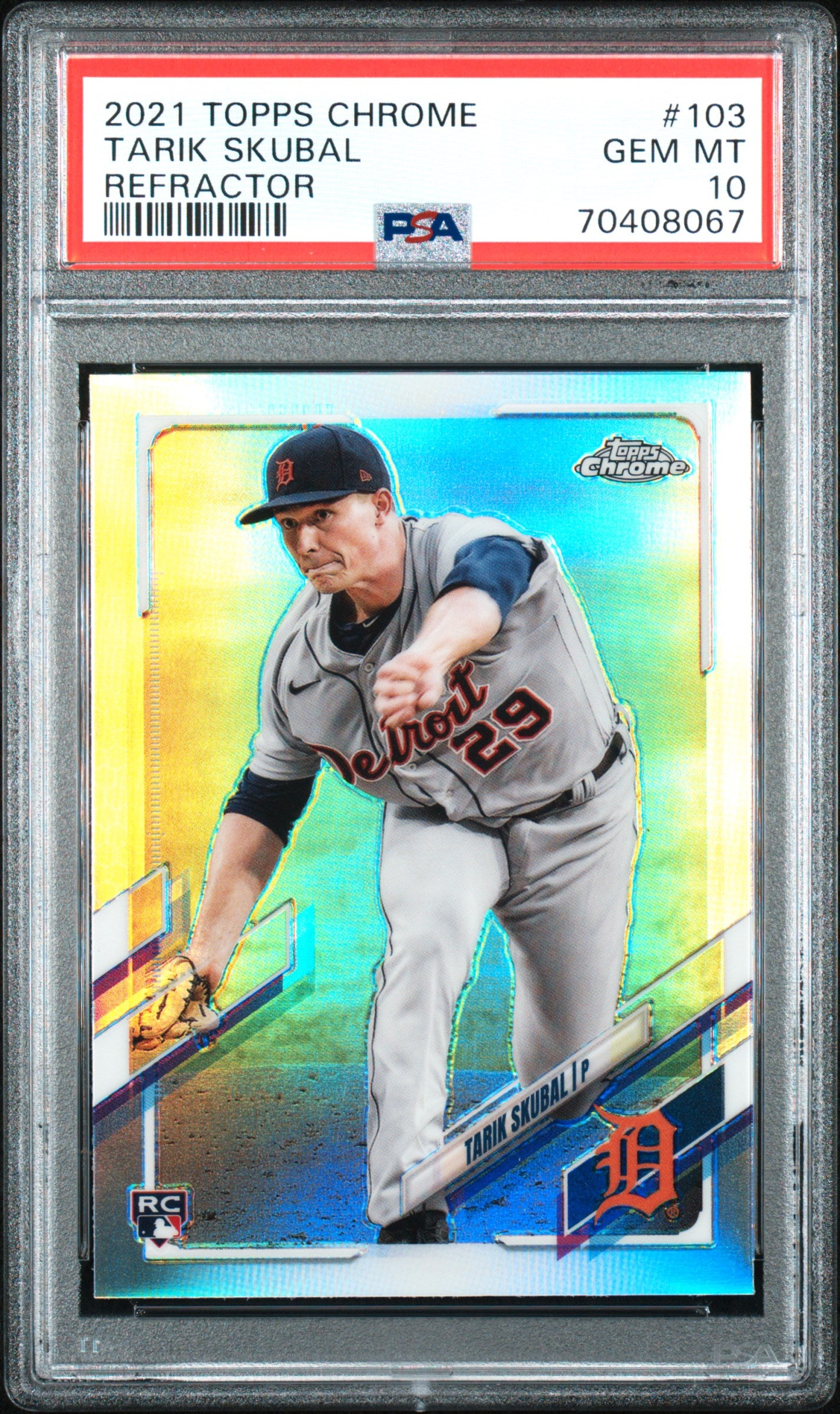Graded 2021 Topps Chrome Tarik Skubal #103 Refractor Rookie RC Baseball Card PSA 10 Gem Mint