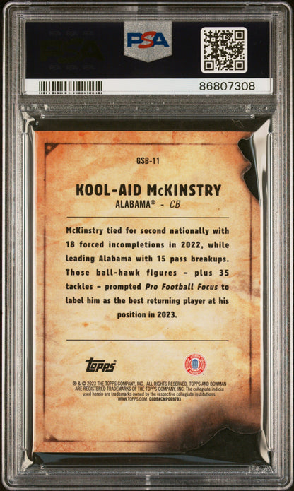 Graded 2023 Topps Bowman Best U Kool Aid McKinstry #GSB11 Gunslingers & Bandits Orange Refractor #/25 Rookie RC Football Card PSA 10 Gem Mint