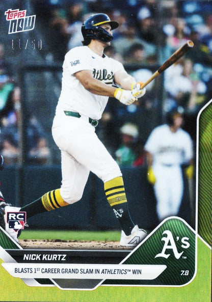 2025 Topps Now Nick Kurtz #401 Gold Foil /50 Athletics Rookie RC Baseball Card