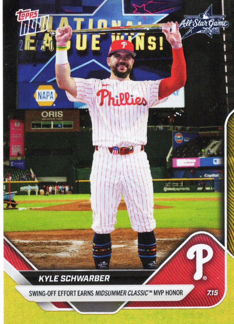 2025 Topps Now Kyle Schwarber #434 Gold Foil /50 Philadelphia Phillies Baseball Card