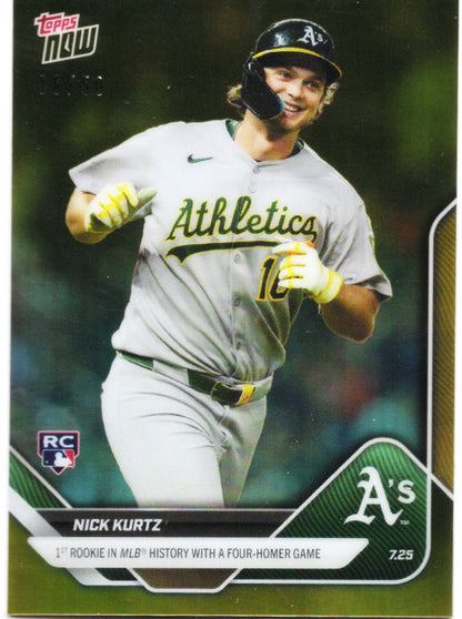 2025 Topps Now Nick Kurtz #464 Gold Refractor /50 Athletics Rookie RC Baseball Card
