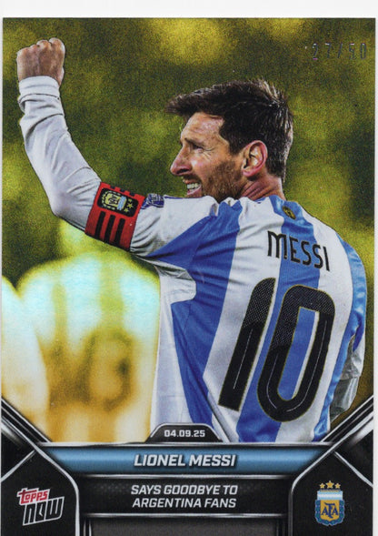 2025 Topps Now Lionel Messi #002 Gold /50 Argentina Soccer Card
