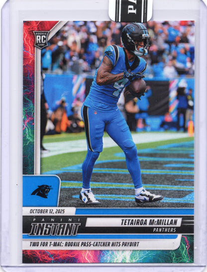 2025 Panini Instant Tetairoa McMillan #143 Lightning /5 Carolina Panthers Rookie RC Football Card