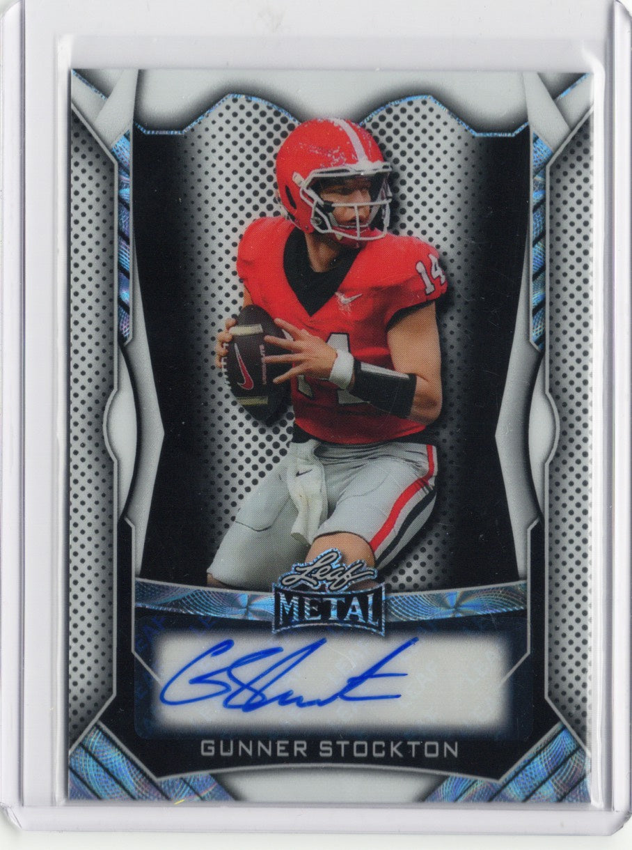 2025 Leaf Metal Gunner Stockton #MAGS1 White Auto /45 Georgia Bulldogs Rookie RC Football Card