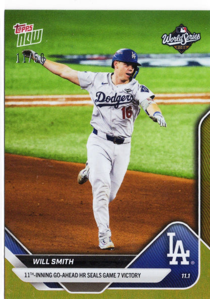 2025 Topps Now Will Smith #924 Gold Foil /50 Los Angeles Dodgers Baseball Card